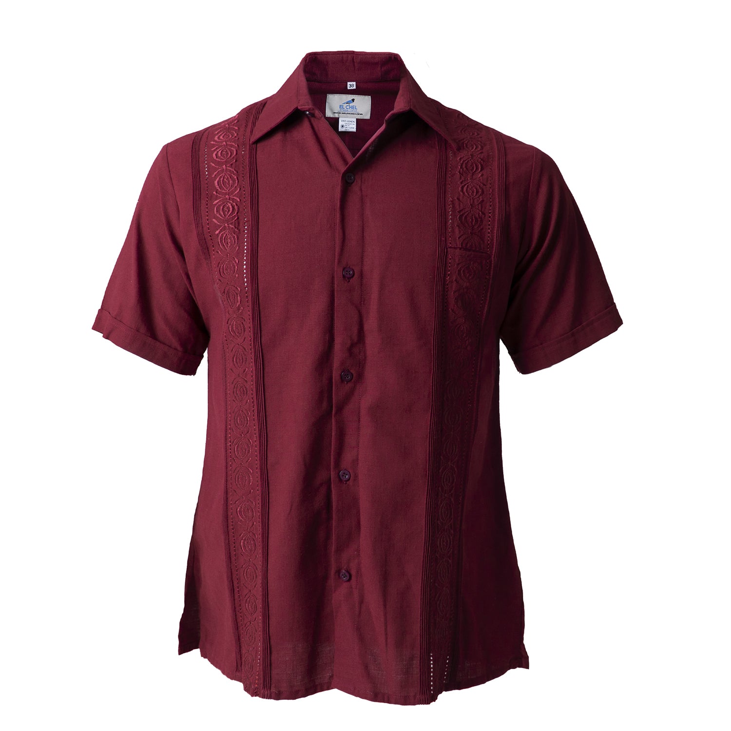 Guayabera bordada Artesanal Vino - Main Image