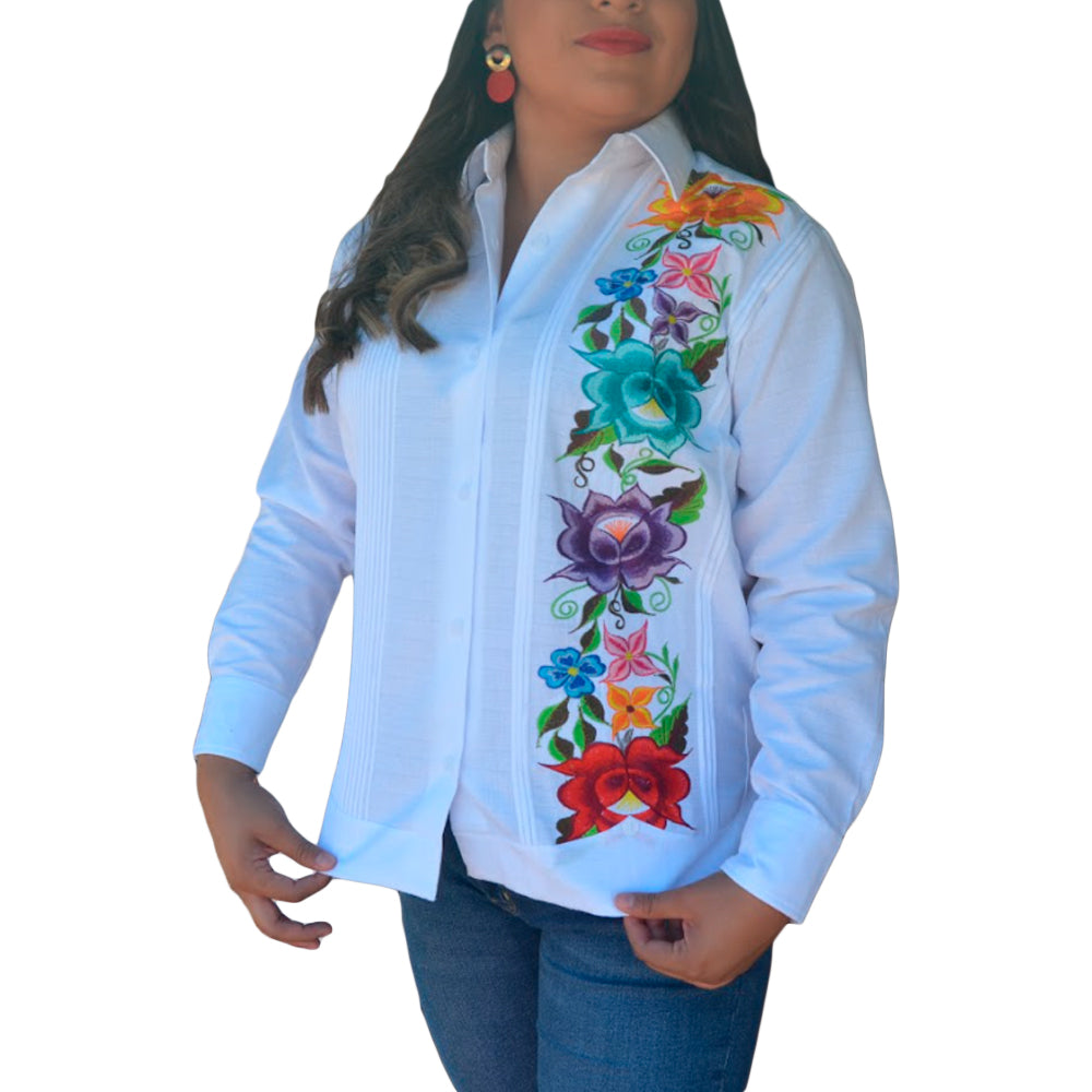 Guayabera presidencial dama bordada