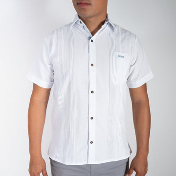 Guayabera Camisa Hombre Lino flame Blanca Yucateca Manga Corta