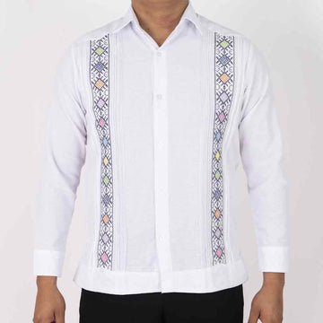 Guayabera Bordada, Kopan, Manga Larga de Hombre, lino