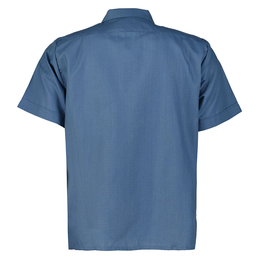 Guayabera con bordado artesanal azul acero