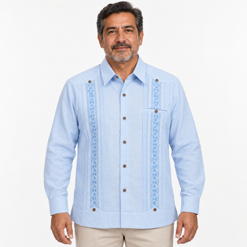 Guayabera Bordada Tadeo Azul Cielo