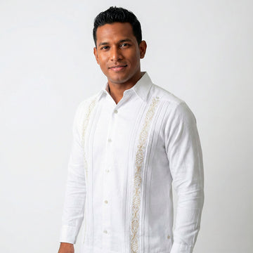 Guayabera con Bordado Maya - Lino Cancún (Artesanía Yucateca)