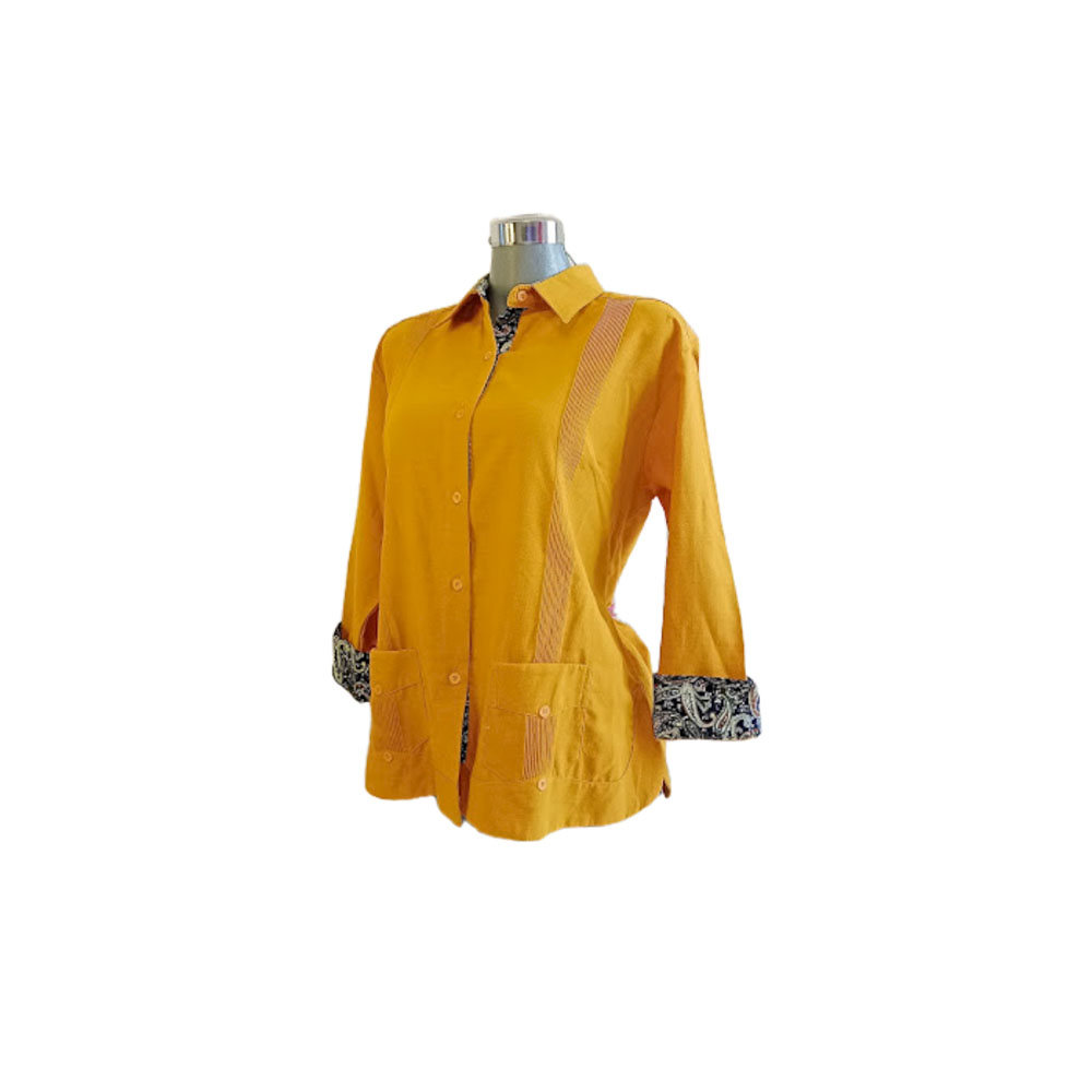 Guayabera cubana mostaza de dama