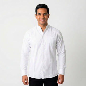 Filipina Yucateca Blanca Manga Larga y cuello mao