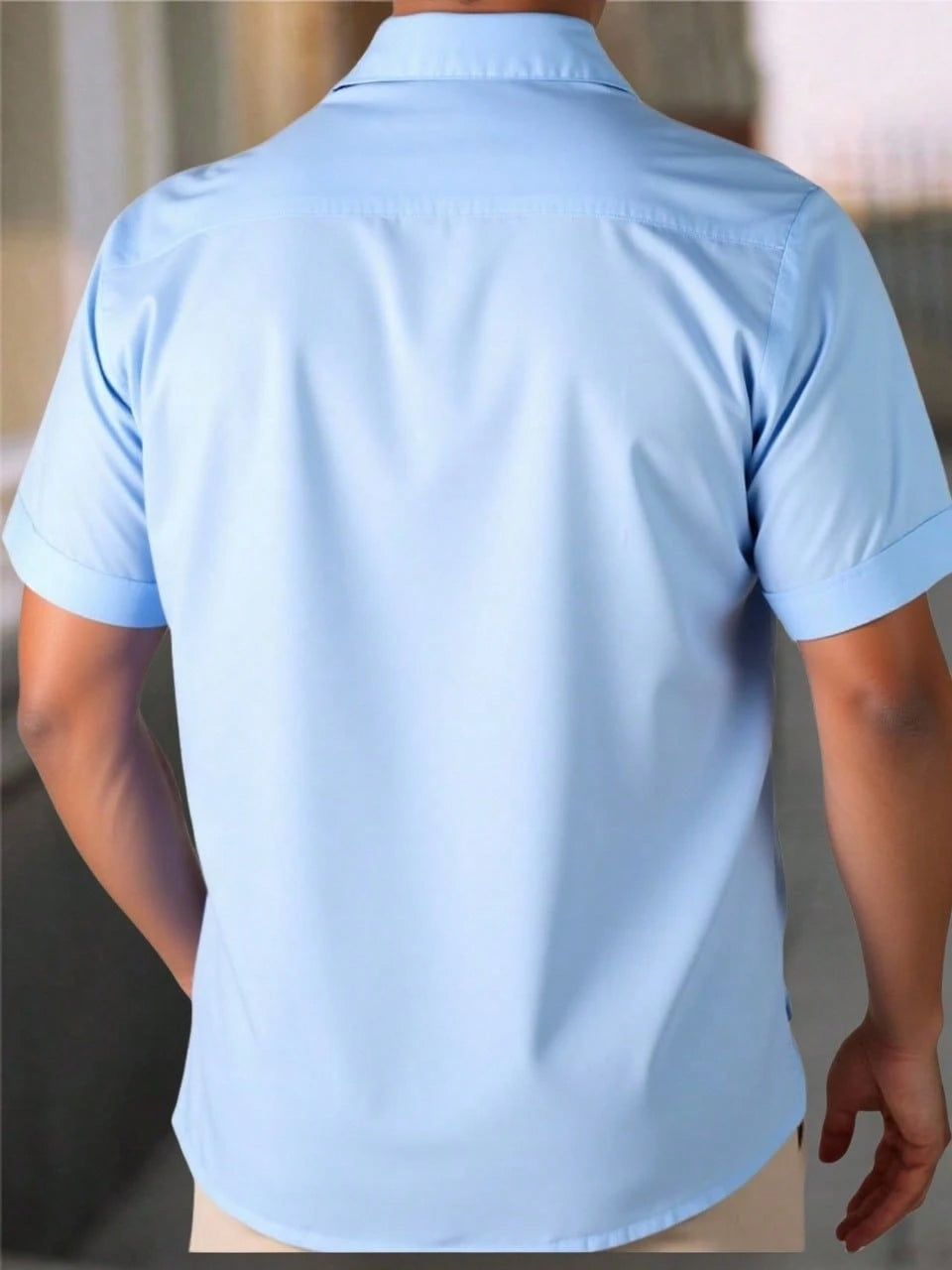 Guayabera Hombre Manga Corta Azul Cielo Bordada Yucateca