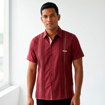 Guayabera camisa vino picueta kaki