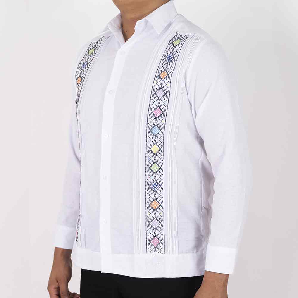 Guayabera Bordada, Kopan, Manga Larga de Hombre, lino