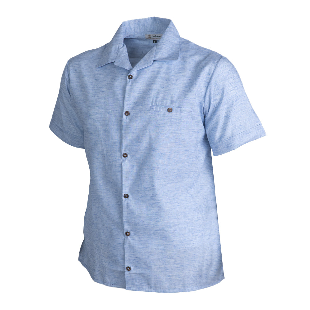 Camisa Odin manga corta de Lino Azul Cielo