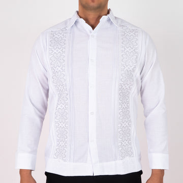Guayabera Blanca, Gobernador, Manga Larga de Hombre, lino