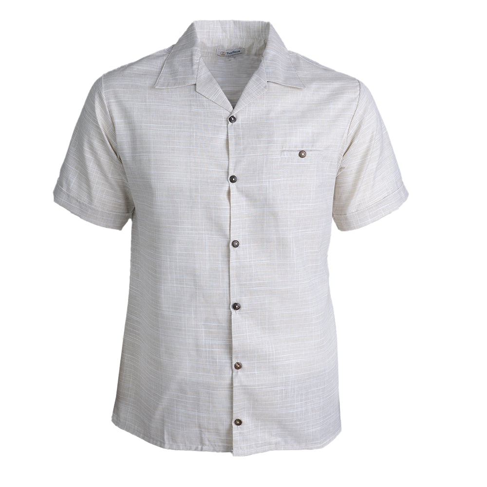 Camisa Odin manga corta de Lino Cancún Beige
