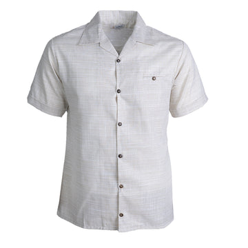 Camisa Odin manga corta de Lino Cancún Beige