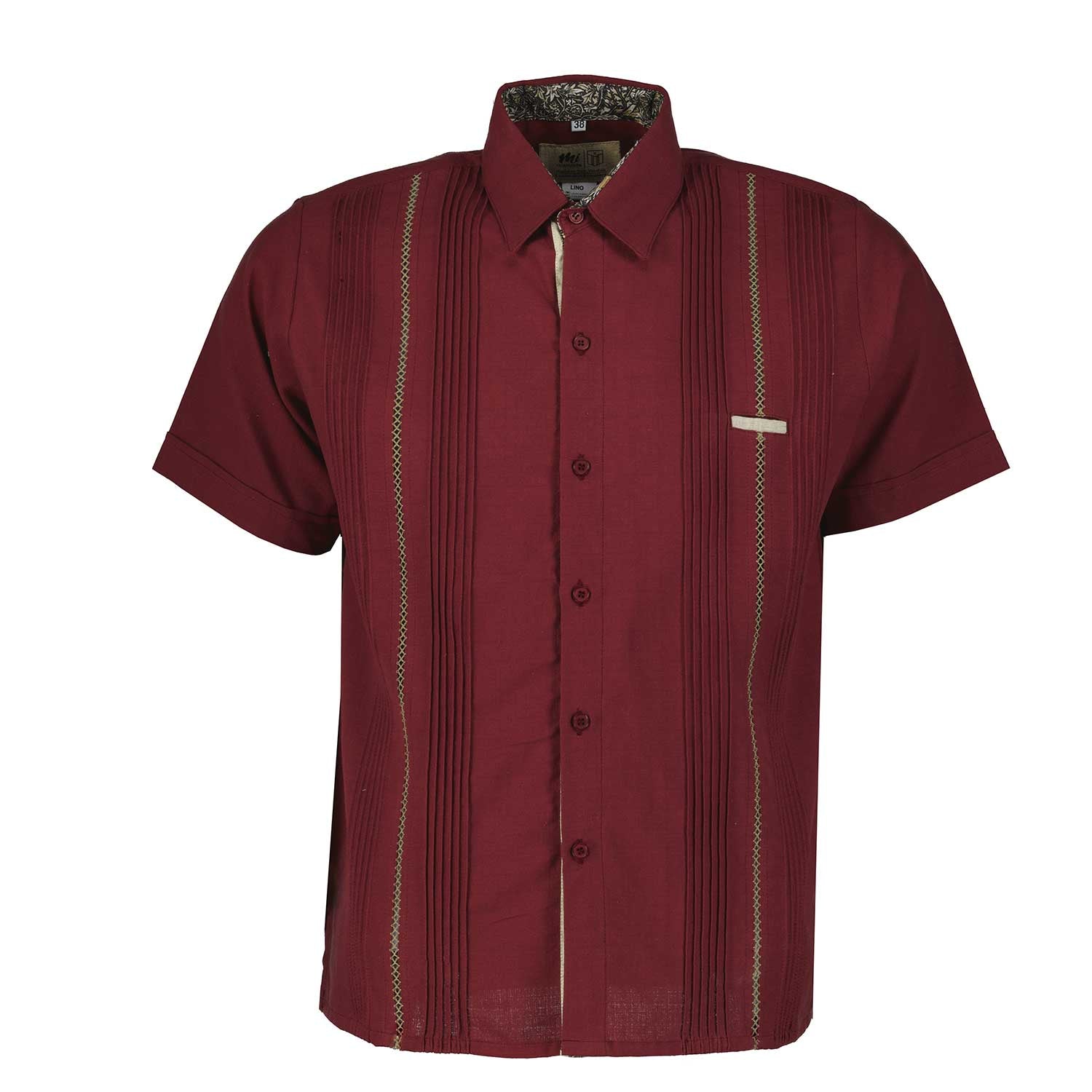 Guayabera camisa vino picueta kaki