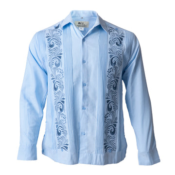 Guayabera Bordada Palmas Cielo